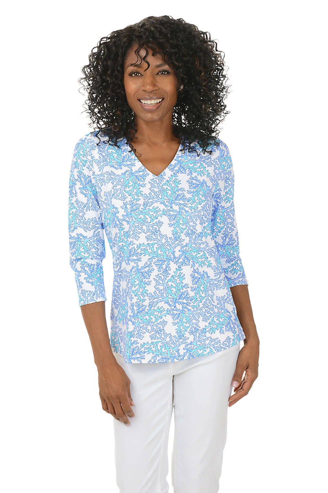 Blue Coral Classic UPF50  V-Neck Top