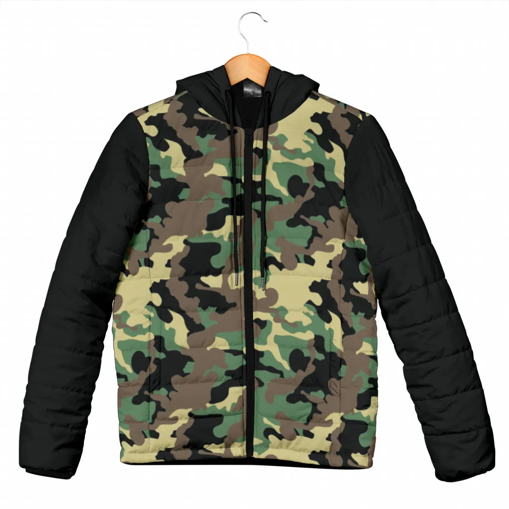 Camouflage Puffer Jacket Women's Coat Quilted Hooded