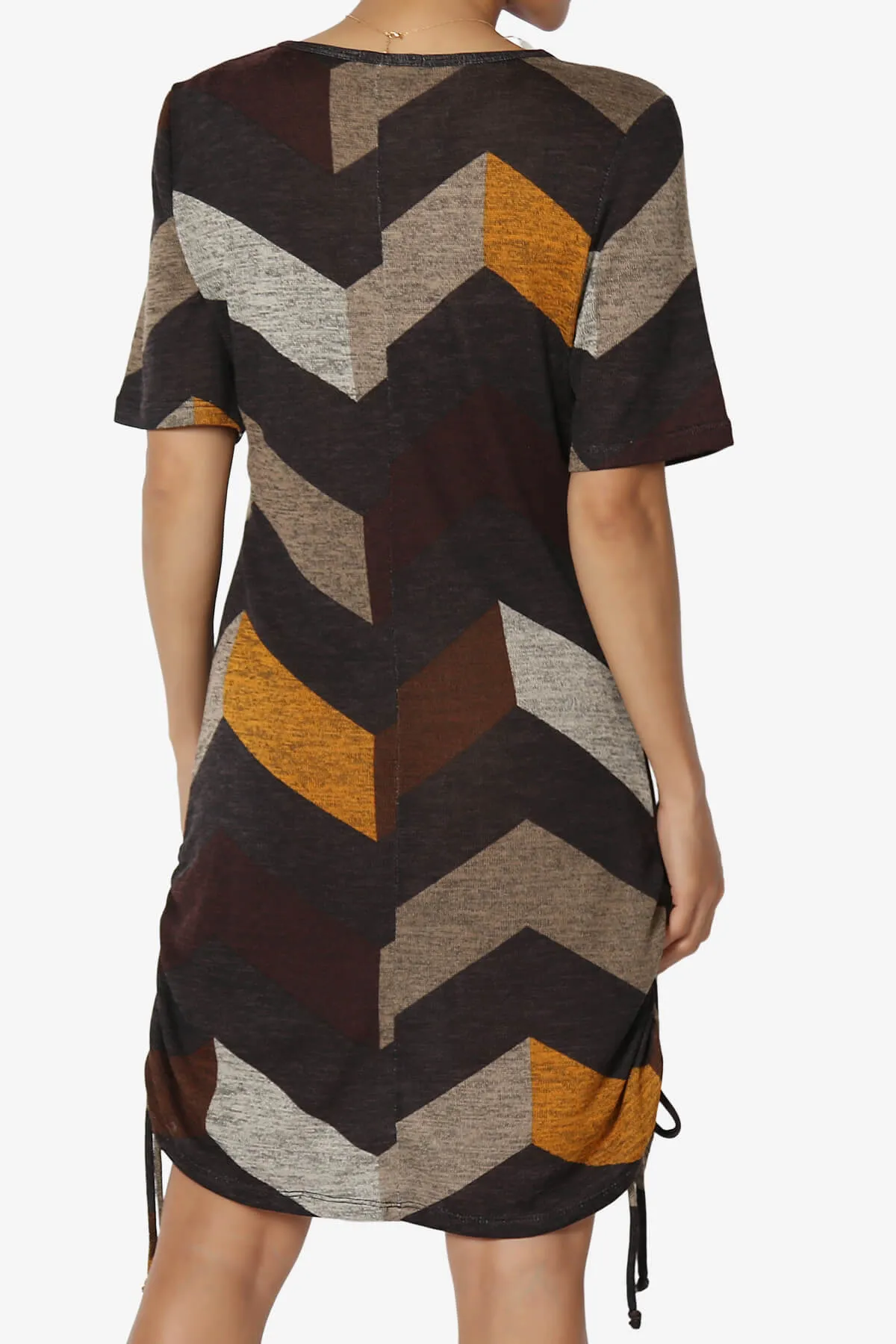 Wanda Printed Ruched Side Drawstring T-Shirt Dress
