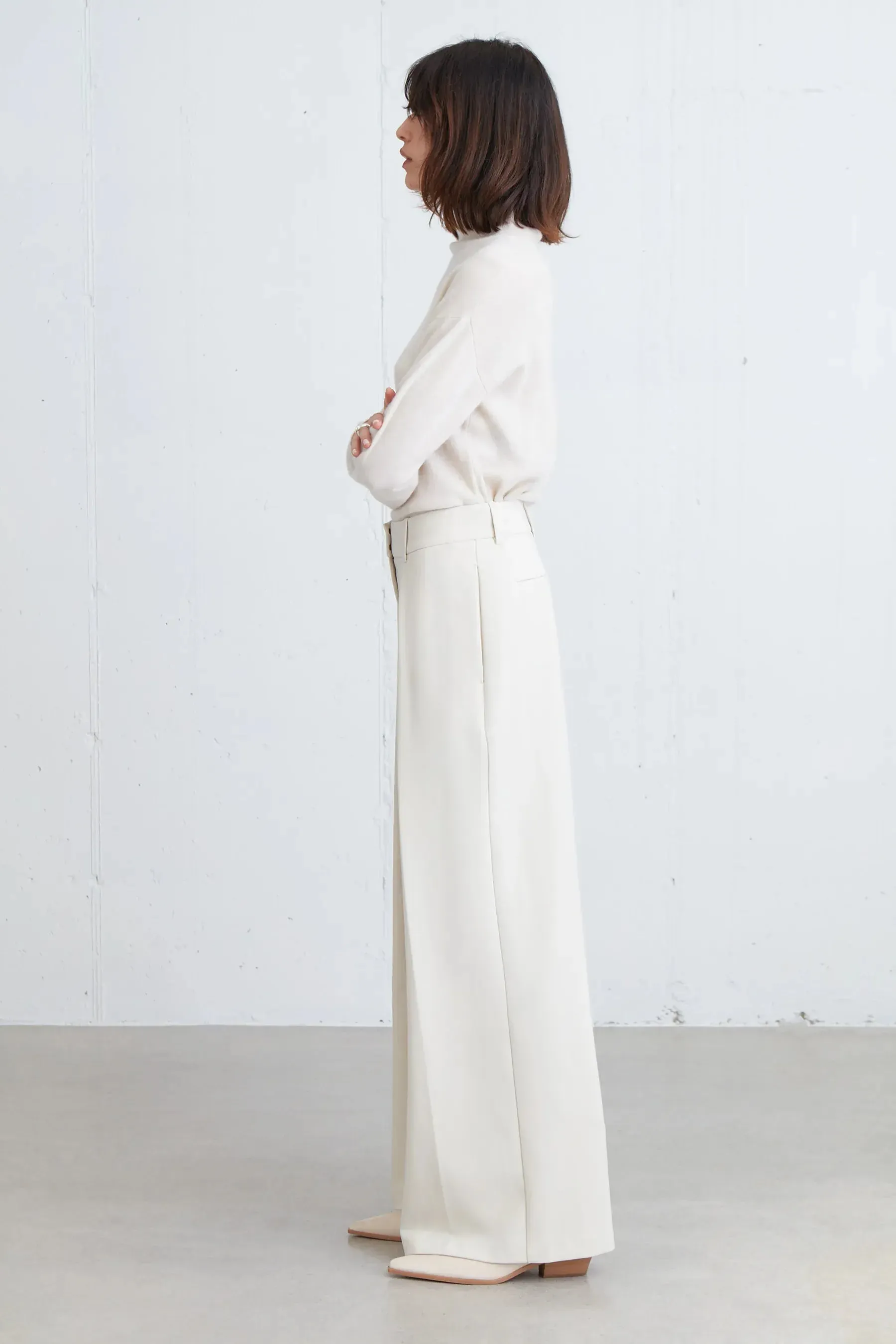 WIDE LEG PANT WITH FRONT PLEAT